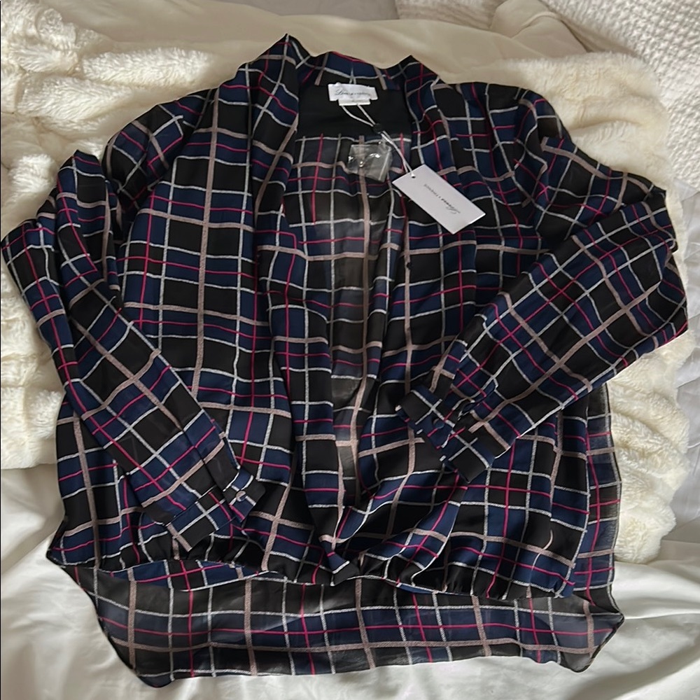 Trendy Sheer Plaid Blouse
